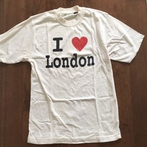 I love London white tee small oversize tshirt top